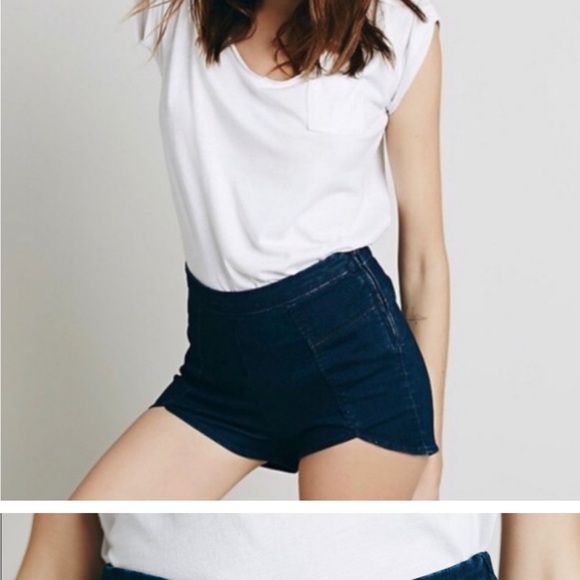 FREE PEOPLE Denim PETAL HEM Jean Shirts High Waist STRETCH 29 - Picture 3 of 7